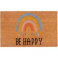 HANSE Home Fußmatte Kokos Be Happy, Türmatte, rechteckig, Höhe: 15 mm, Schmutzfangmatte, Rutschfest, Outdoor, Innen, Außen, Kokosmatte, Flur