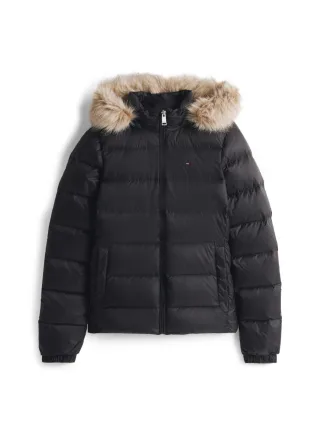 Tommy Jeans - Daunenjacke mit Kapuze schwarz - Gr. - S
