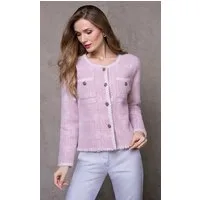 Passioni Strickjacke mit gestreiftem Kontrastsaum