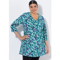 Ulla Popken Longshirt Longshirt grafischer Druck V-Ausschnitt 3/4-Arm