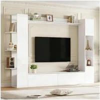 Merax Wohnwand 4-teilig Wohnmöbel Set, (4-St), Wohnmöbel mit TV-Schrank, Vitrine & Regalen
