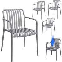 STEELSØN Gartenstuhl Pincoya wetterfest und UV-beständig (grau, 4er Set), stapelbarer Balkonstuhl Kunststoff, verfügbar als 2er/4er/6er Set