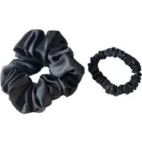 orignee Haargummi Seiden-Scrunchies 2er(1S+1L) – 100 % Seide, kein Knick, 2-tlg., Kein Knick in den Haaren. Weniger Haarbruch und Reizschäden.