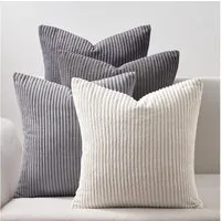 Topfinel Kissenbezüge 4er Set Kordsamt, flauschig Farbverlauf, Gestreift, Cord kissen sofakissen Kissenhüllen 50x50 couch deko kissen