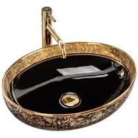 wohnwerk.idee Aufsatzwaschbecken Waschbecken Schwarz Weiß Türkis Gold Orientalisch Margot
