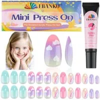 LuxusKollektion Kunstfingernägel Falsche Nägel Kinder Mädchen 26 Stück Presse Kits Buntes