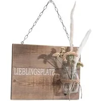 Home-trends24.de Wanddekoobjekt Schild Wandbild Wandhänger Holz Lieblingsplatz Dekovase Wanddeko