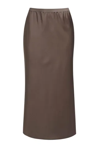 Milano Italy - midi skirt elastic wb taupe - Gr. - 40