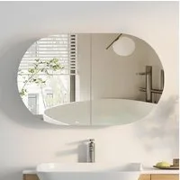 radelldar Spiegelschrank Bad mit Spiegel, 5 Fächer, hängend, 96x12x60 cm (1-St) Badschrank modern mit 3 festen Einlegeböden für Badezimmer