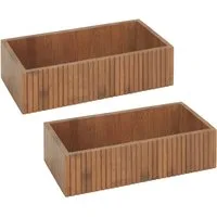 WENKO Aufbewahrungsbox Modell Mera (Set, 2 St), Organizer aus geräuchertem Bambus für die Küche, Landhaus-Stil