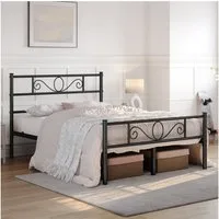 Yaheetech Bettgestell Metallbett mit Kopfteil, Einzelbett/Doppelbett Metallbettrahmen, 90/140/160 cm (B)