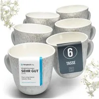 PURE LIVING INTERIOR DESIGN Geschirr-Set Pure Living Becher 6er 460ml »Ibiza«, Steingut, Beige, 6 Personen, Steingut, Mediterrane Handwerksoptik, Reaktive Glasur – jedes Stück einzigartig…