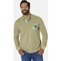 Jan Vanderstorm Langarm-Poloshirt FREDMAR mit stylischem Brustprint