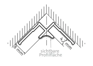 HSK Eckprofil, innen ca. 23 × 23 x 2550 mm, Alu silber-matt, 930002-1 930002-1