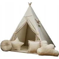 Pamek Tipi-Zelt Basic, Kinder Spielzelt, Teepee, Zelt mit Fenster, Tipizelt, Spielset, Personen: 2 (7 tlg), Sehr weiches und angenehmes Material