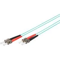 LWL Patchkabel, Duplex, ST > ST Stecker, Multimode OM3 türkis, 1 Meter