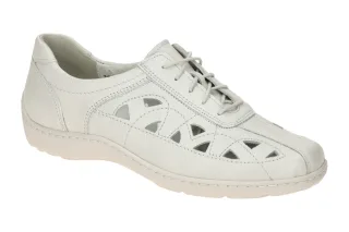 Waldl?ufer 496003 HENNI Damen Halbschuhe - Wei? offwhite Extra Bequem Echtleder