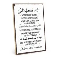 TypeStoff Holzbild Holzschild mit Spruch – Zuhause ist es am schönsten, Zuhause