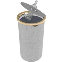 FIVMEN Flaschensammler Pfandflaschen Sammelbehälter mit Deckel Bambus Oxford-Stoff (Schwarz/Grau), Rund/ Quadratisch 100L Abnehmbare Waschbare Innentaschen