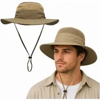 Keyura Sonnenhut UPF 50 Sonnenhüte mit breiter Krempe, Sommer-Mesh,UV-Schutz,Safari-Hut (Sonnenhut Herren Damen Gartenhut zum Angeln, Wandern, Boonie-Hüte, Krempe, Breiter, Outdoor, mit Kinnriemen, wasserdicht, atmungsaktiv) für Outdoor-Abenteuer, Wa