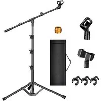 Vivitar Mikrofonständer mit Galgenarm und Tragetasche – Stabiles Stativ aus Stahl, 107–174 cm, (Shure SM58, SM7B, Samson Q2U, HyperX QuadCast, AT2020 u. v. m., ideal für Gesang, Podcast, Studio & Bühne – kompatibel mit Blue Yeti), Höhenverstellbarer 