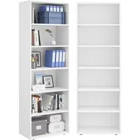 Bellamio Regal Apol Bücherregal 176 cm hoch, mit offenen Fächern & Schubladen, weiß, Holzregal mit 6 höhenverstellbaren Fächern