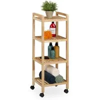relaxdays Badregal Holz mit Rolle