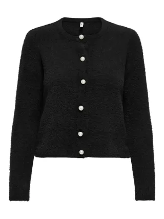 ONLY - ONLPETRA LS PEARL O-NECK CARDI CS KNT Black - Gr. - L