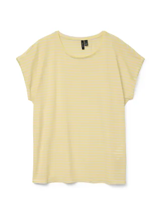 VERO MODA - VMAVA SS TOP STRIPE JRS NOOS Pale Banana - Gr. - L