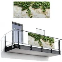 MuchoWow Balkonsichtschutz Efeu - Wand - Grün (1-St) Balkon Sichtschutz 90x200, Windschutz für Zaun PVC, 200x90 cm
