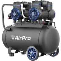 DeTec. Kompressor Airpro Geräuscharmer Luftkompressor ölfrei 2x1.8 PS, 40l Tank, 230V, max. 8 bar