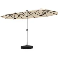 COSTWAY Sonnenschirm, 400 x 200 cm, LED-Solar-Beleuchtung, mit Ständer