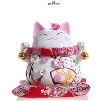 Goodwei Dekofigur Winkekatze Maneki-Neko Spardose aus Porzellan - Glückskatze (15 cm) (1 St), Traditioneller japanischer Glücks-Talisman