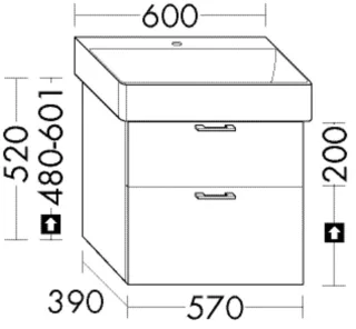 Burgbad Waschtischunterschrank System 30 Preisgruppe 4 Sana 520x570x390 Eiche Tabak, WYKT057F6333 WYKT057F6333