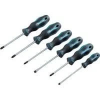 Schraubendreher-Set E-10528, 6-teilig schwarz/blau, Ergonomisch, gummierter Handgriff