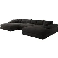 Luxusbetten24 Sofa Designer Sofa Bernardo U in Cord, mit breiter Ottomane