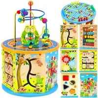 KRUZZEL Motorikwürfel Lernwürfel 8-in-1 Holzspielzeug, (Spar-Set), Trainiert Feinmotorik, Hand-Auge-Koordination und Konzentration