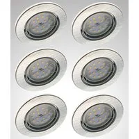 TRANGO LED Einbauleuchte, 6729-069GUSDAK 6er Set LED Deckenstrahler in Aluminium-Optik Rund inkl. 6x 5 Watt 3-Stufen dimmbar GU10 LED Leuchtmittel 3000K warmweiß leuchtend, Einbaustrahler, Einbauspot, Deckenleuchte, Deckenspots