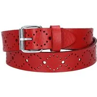 kiddybelts Ledergürtel Ledergürtel Kids 25mm in Rot mit Lochmuster und Schließe Silber (KB17-390, 1-St) sehr weiches Vollrindleder