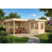Alpholz Gartenhaus Holz 5-Eck Pepe, BxT: 618x462 cm, in Naturbelassen mit 28mm Wandstärke