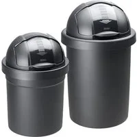 ROTHO Mülleimer ROLL BOB Abfalleimer Set 10 l und 30 l mit Schiebedeckel, Abfalltrennsystem ideal für Haushalt, Küche und Büro