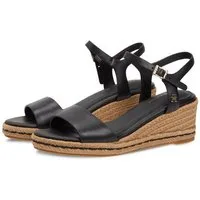 Tommy Hilfiger MID WEDGE ESPAD LEATHER Keilsandalette Sommerschuh, Riemchensandale mit TH-Logoemblem - in schmaler Form
