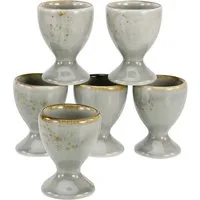 CreaTable Eierbecher Nature Collection, (Set, 6-tlg), Eierhalter aus hochwertigem Steinzeug, handwerklicher Look
