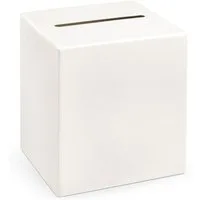 partydeco Dekokiste, Kartenbox mit Schlitz 24x24cm für Hochzeit Creme Weiß