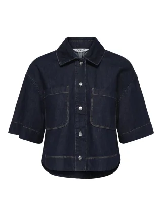 ONLY - ONLCLEO LIFE SS CROP DNM SHIRT PIM NOOS Dark Blue Denim - Gr. - M