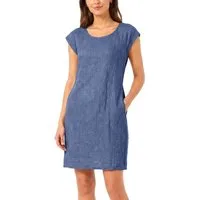 dy_mode Midikleid Einfarbiges Damen Leinenkleid Sommerkleid Kurzarm Midi Kleid in Unifarbe, mit Eingriffstaschen, leicht taillierte Passform