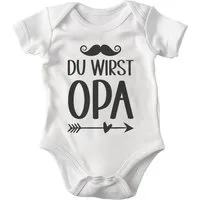 22Feels Kurzarmbody Bio Unisex Babybody Du Wirst Opa Weiss Strampler Babyparty Geschenk BIO-Baumwolle - In Deutschland Bedruckt - Niedlicher Print