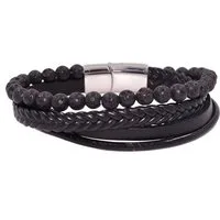 Firetti Lederarmband Schmuck Geschenk Armschmuck Edelsteinarmband Lava, Made in Germany - mit Lavastein