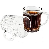Almina Gläser-Set 6er Gläser-Set mit Henkel, Tee- Kaffeegläser mit Riffle-Design 240 ml, 6-tlg.