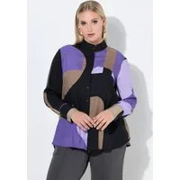 Ulla Popken Longbluse Longbluse Buchstaben A-Linie Stehkragen Langarm